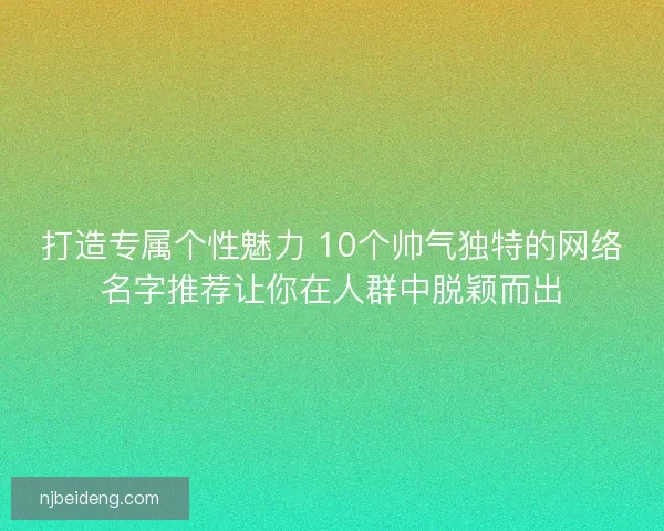 打造专属个性魅力 10个帅气独特的网络名字推荐让你在人群中脱颖而出
