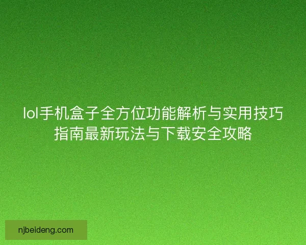 lol手机盒子全方位功能解析与实用技巧指南最新玩法与下载安全攻略