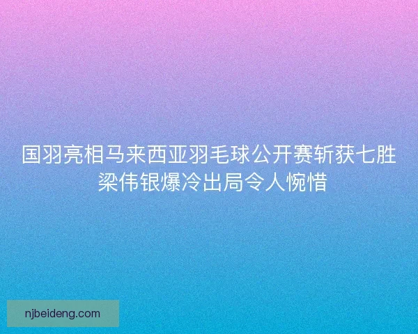 国羽亮相马来西亚羽毛球公开赛斩获七胜 梁伟银爆冷出局令人惋惜